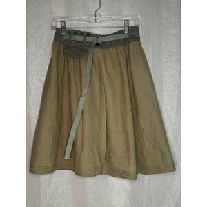 ISO Khaki Midi Skirt A-Line‎ Belted Casual Everyday Size 2